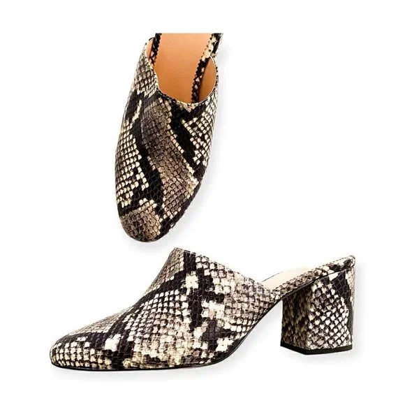 J. Crew Sophie Mule in Snake Embossed Leather sz 7 - Picture 1 of 11